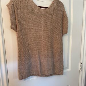 Tan Knit Short Sleeve Sweater